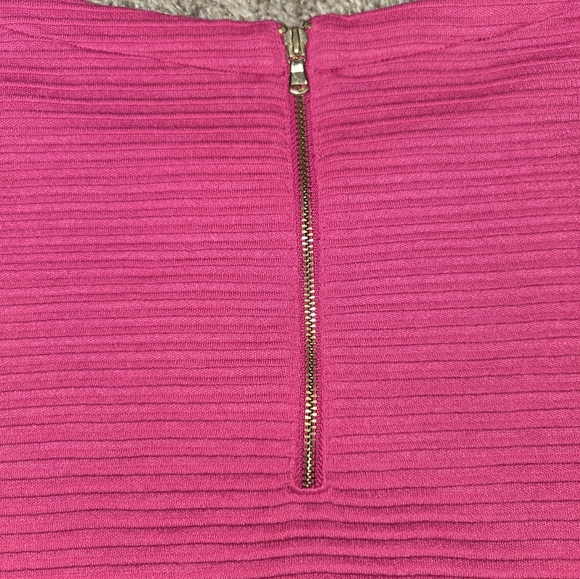 Talbots Medium Pink Crew Neck Sweater with Ribbed Texture Gold Zipper On Back - Picture 5 of 7